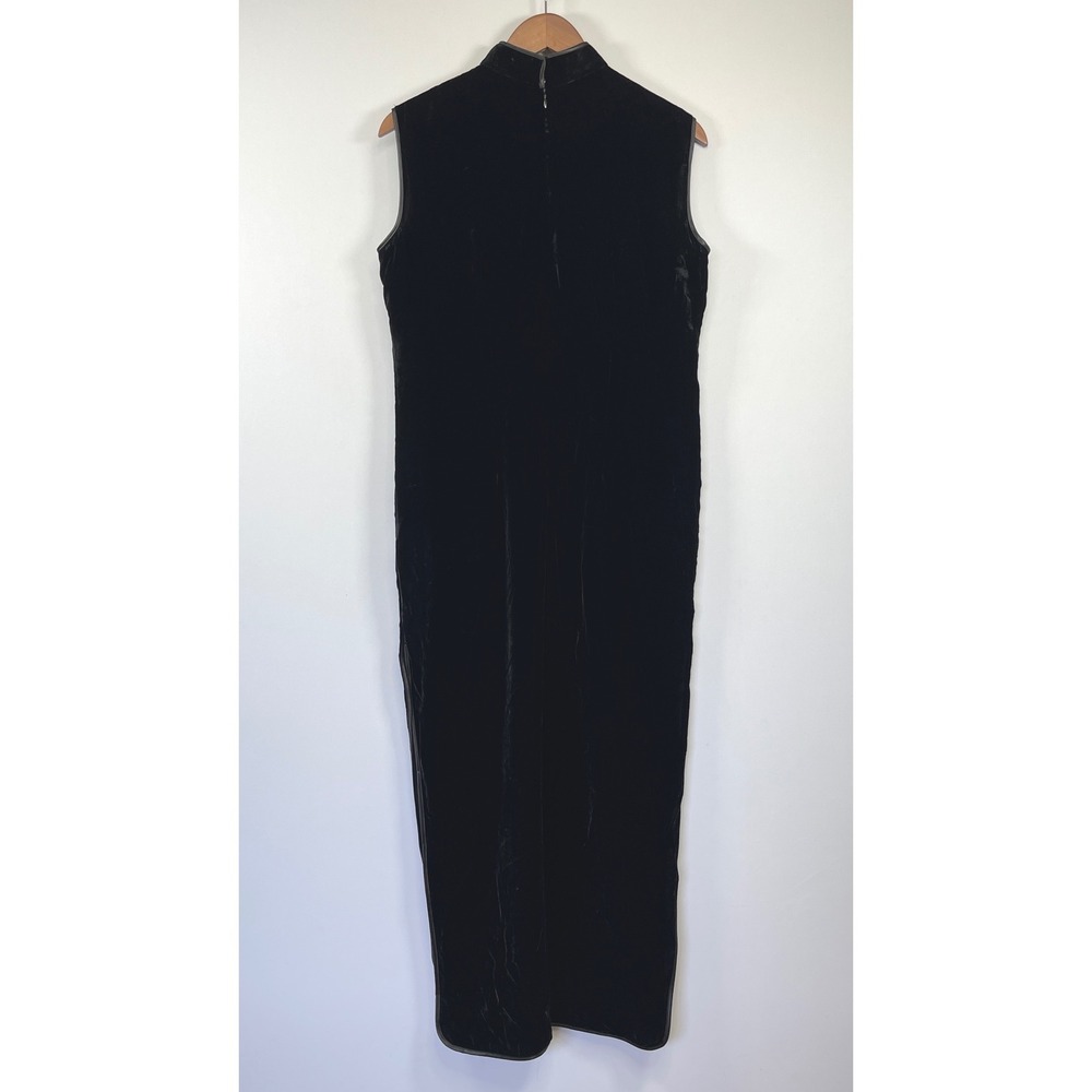 Womens Cheongsam Qipao Floral Velvet Maxi Dress M Black Hand-Painted Silk Blend‎ - Picture 2 of 10